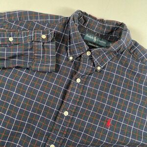 Ralph‎ Lauren Mens Large Classic Fit Button Down Plaid Checkered Shirt